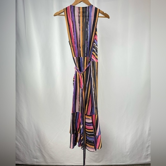 Great Jones Sleeveless Stripe Wrap Dress in Vibrant Orchid Size Medium - Picture 4 of 10